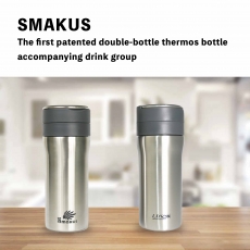 SMAKUS  first patented double-bottle thermos bottle on-the-go drink set